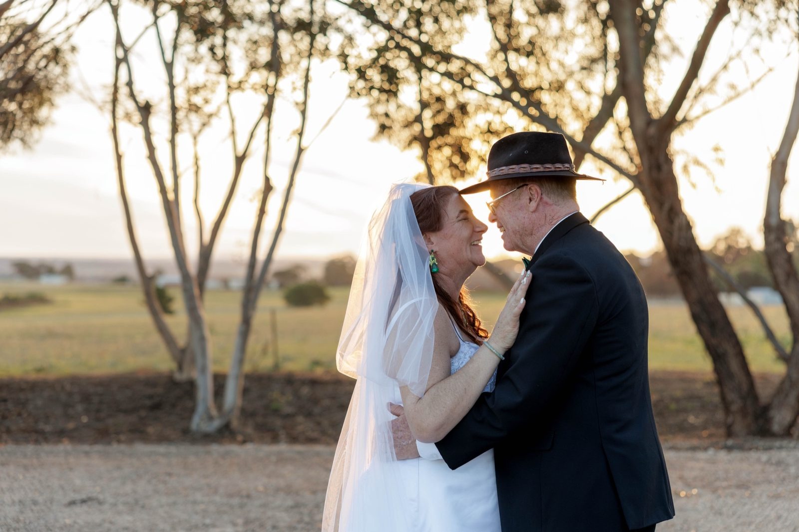 Colleen and Richard nose to nose at sunset